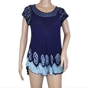 Advance Apparels Embroidered Tunic – Navy & Sky Blue Elegance